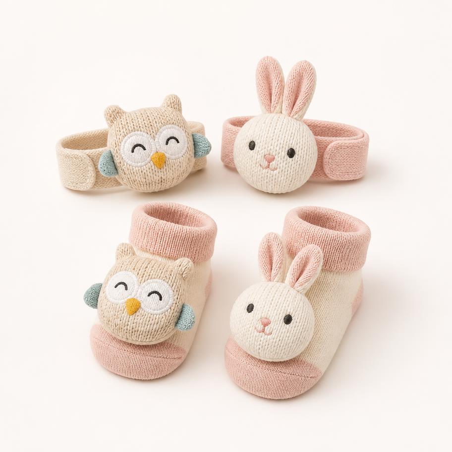 Knit Wrist Rattle & Foot Finder Set